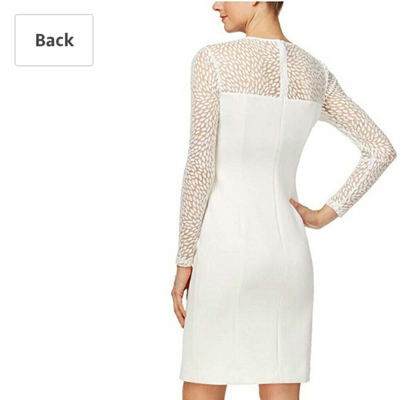 NWT White Calvin Klein Bodycon Mesh Lace MiniDress - Picture 3 of 8